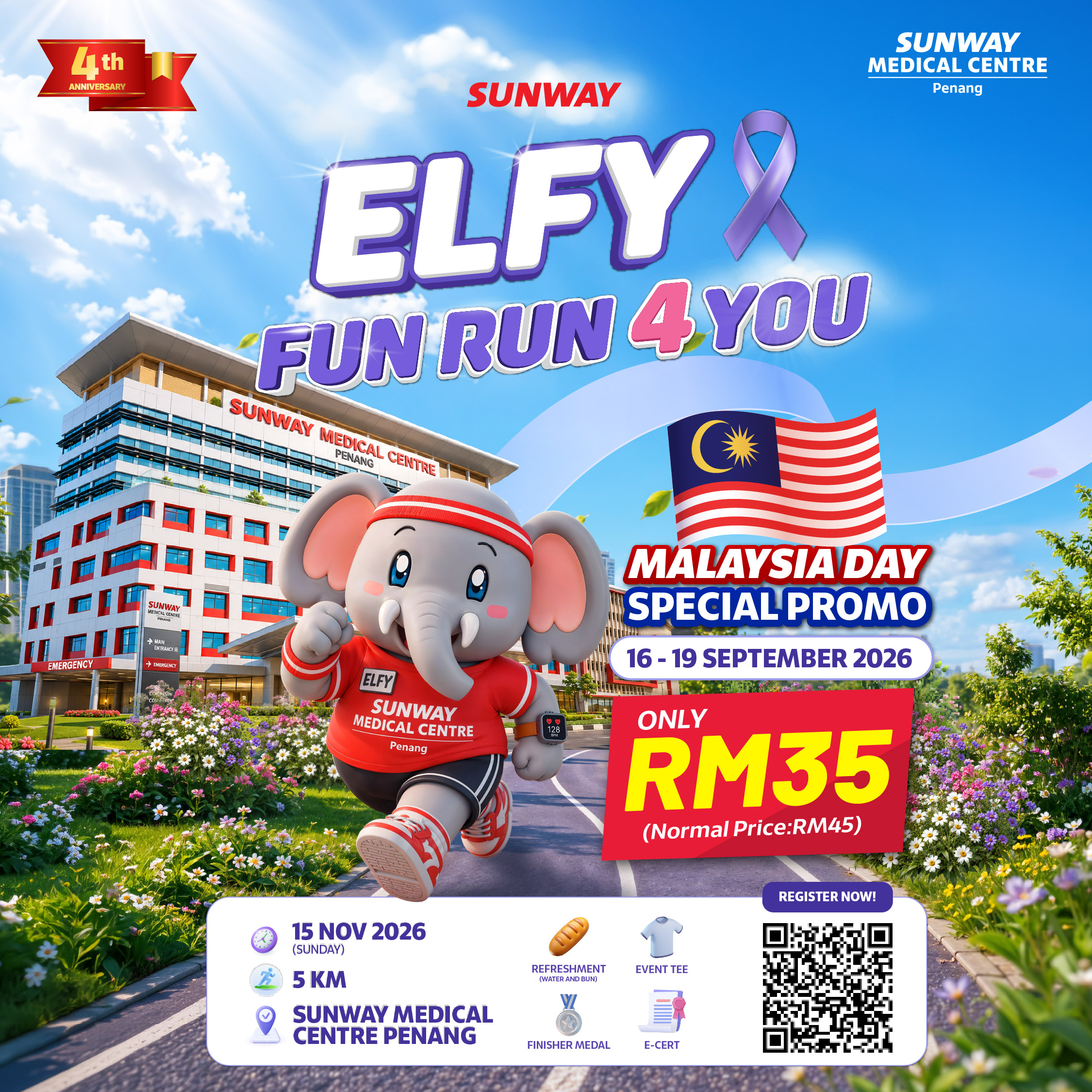 Elfy Fun Run 4 You – 5KM Fun Run at Sunway Medical Centre Penang