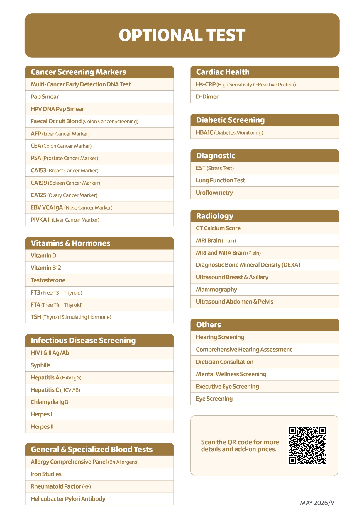 Health Screening Optional Test