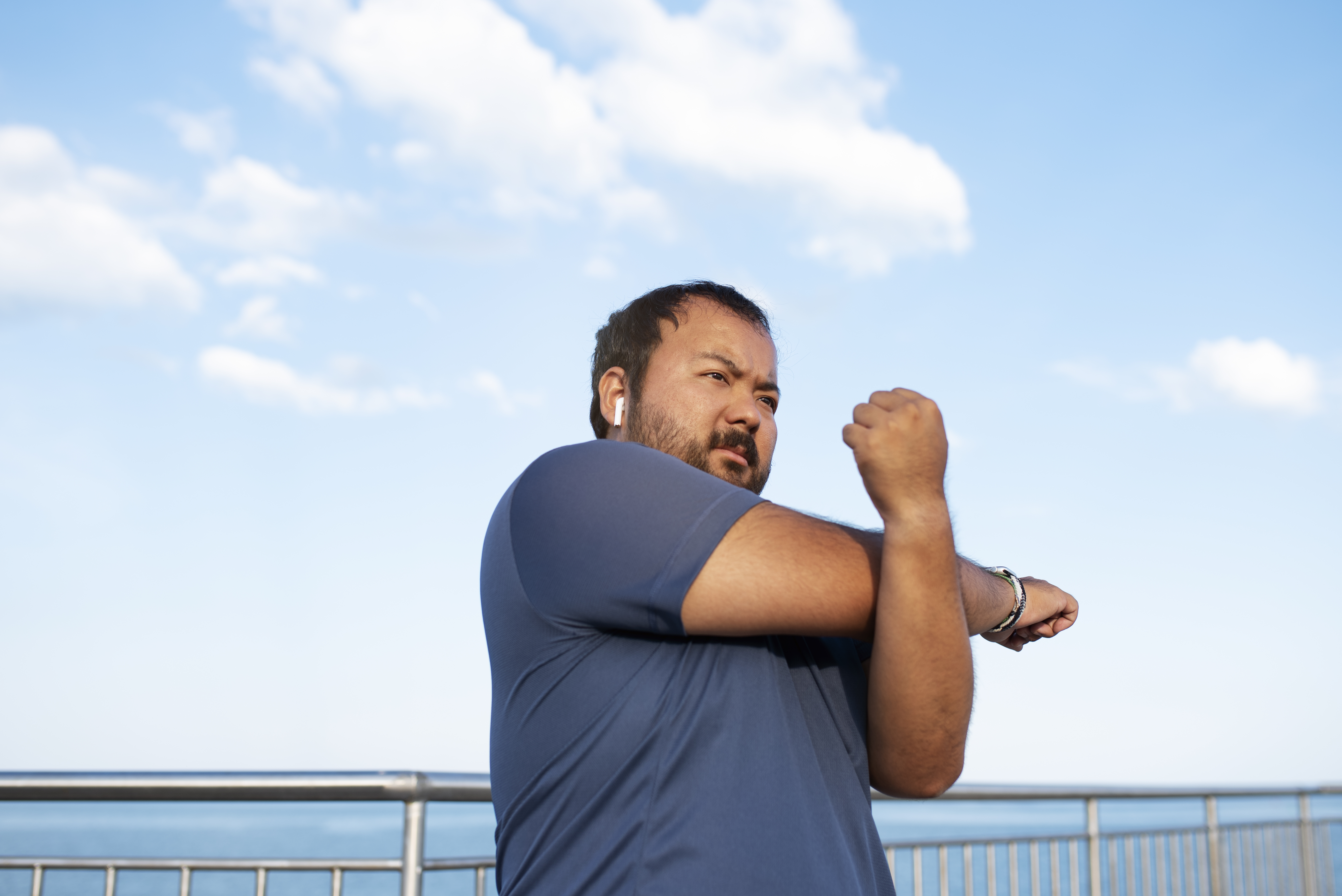 an overweight man exercise