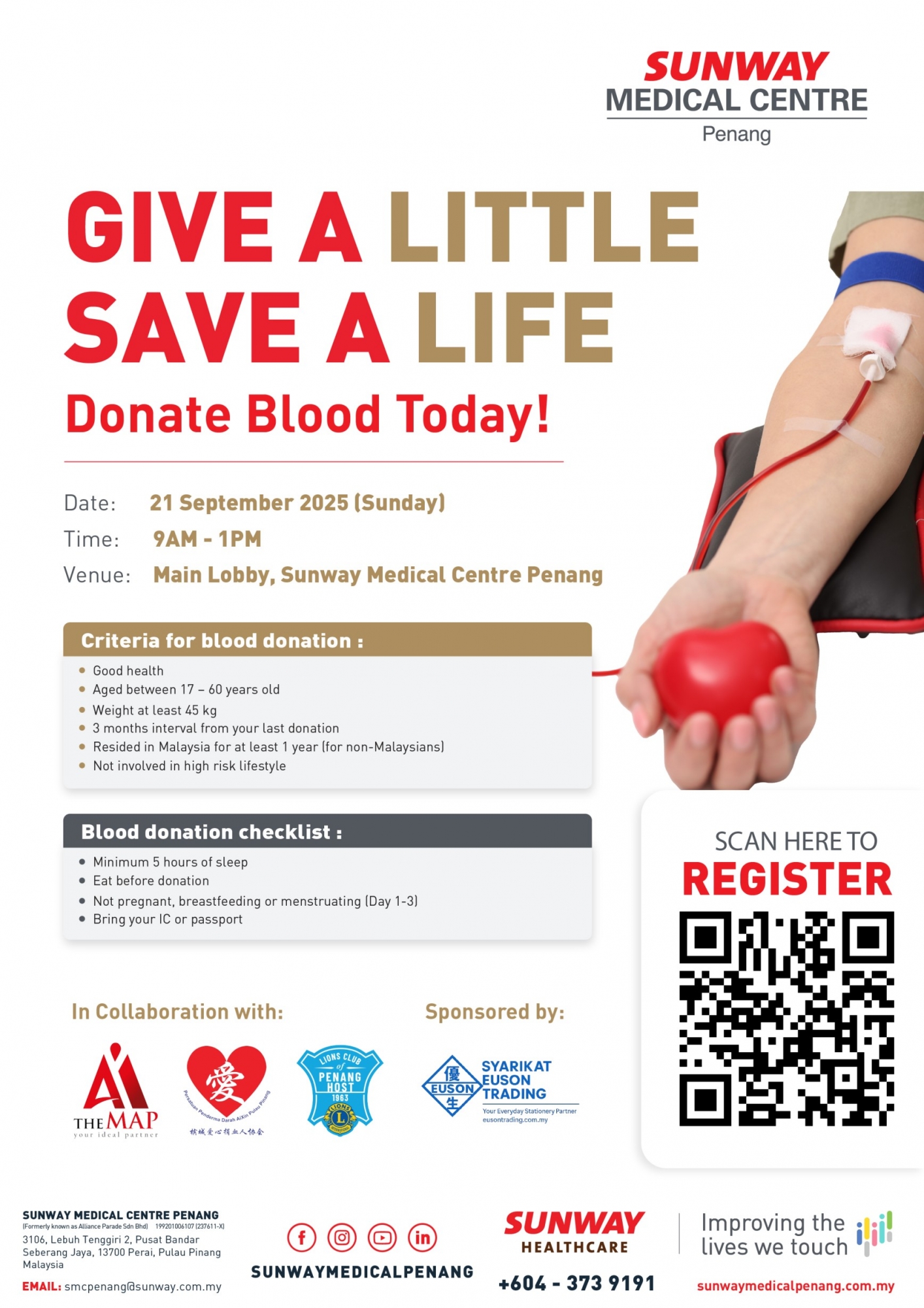 Blood Donation Drive at Sunway Medical Centre Penang – 21 September 2025