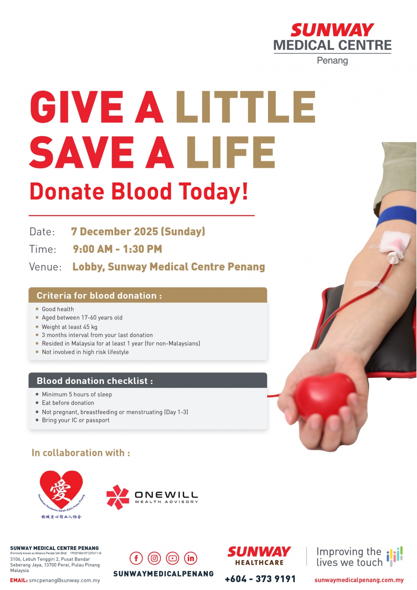 Blood Donation Drive at Sunway Medical Centre Penang – 7 December 2025