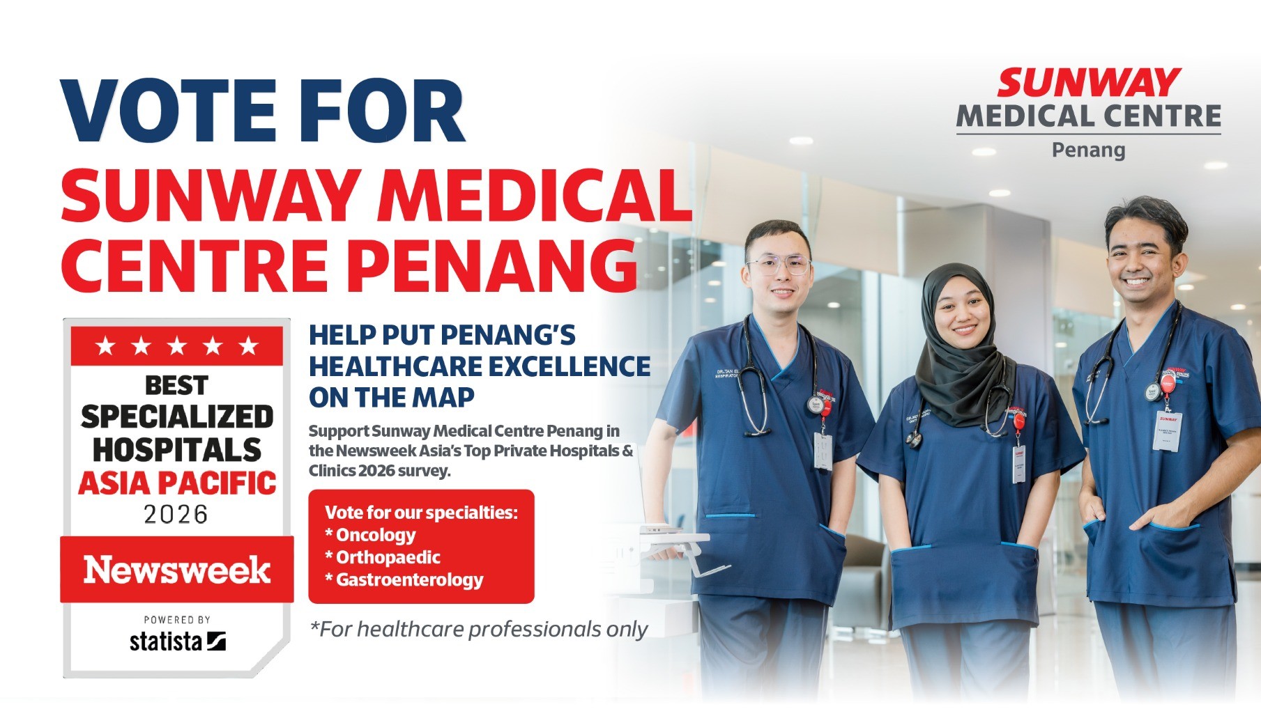 Vote Sunway Medical Centre Penang as Best Specialized Hospitals Asia Pacific 2026